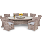 Paris 8 Seater Oval Dining Set with Lazy Susan thumbnail